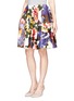 Front View - Click To Enlarge - MS MIN - Floral print wool-cashmere skirt
