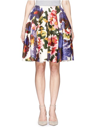 Main View - Click To Enlarge - MS MIN - Floral print wool-cashmere skirt