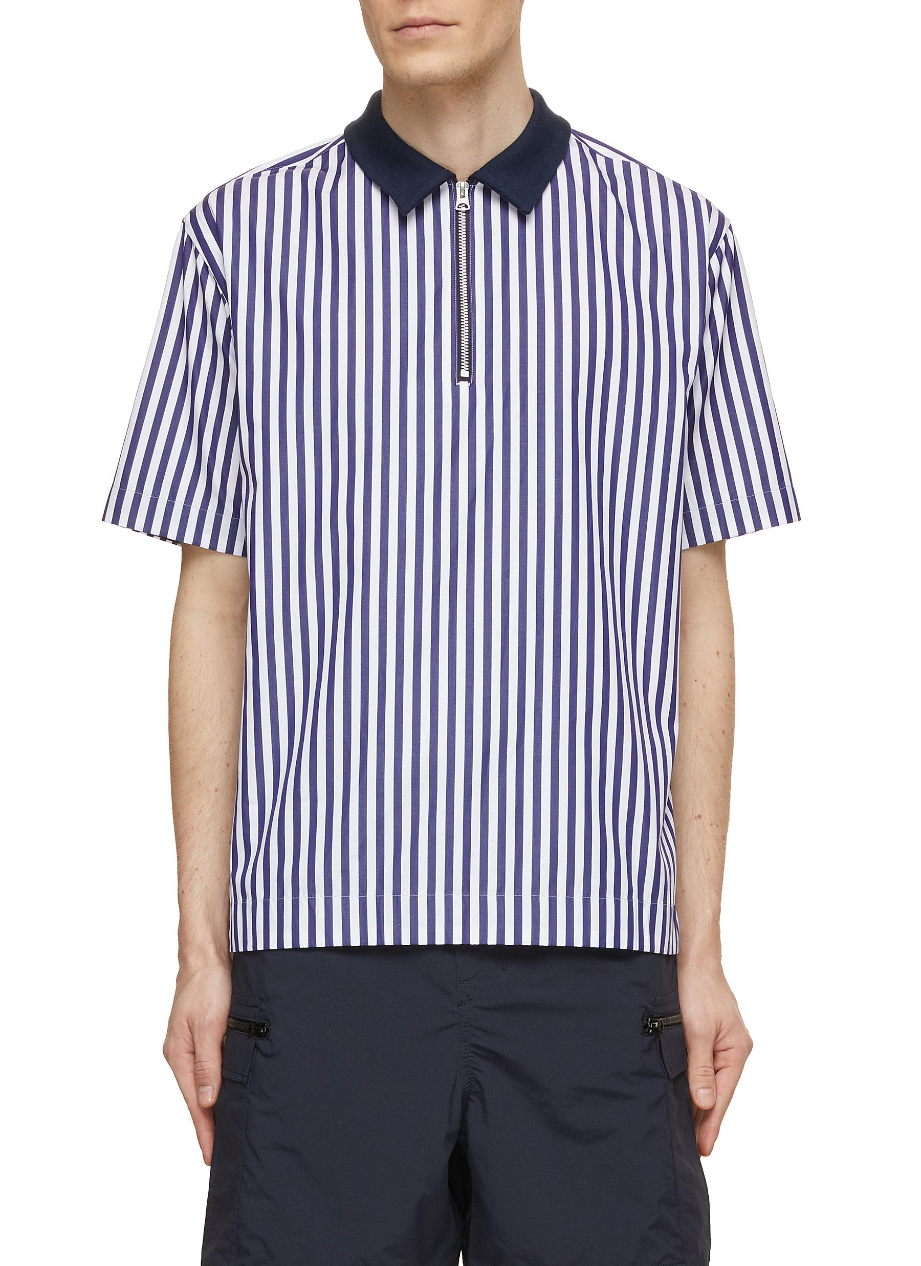x Thomas Mason Zip Up Stripe Shirt