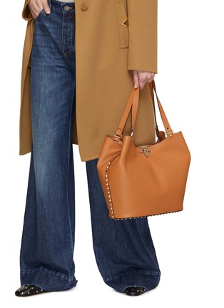 Figure View - Click To Enlarge - VALENTINO GARAVANI - Small Rockstud Leather Tote Bag