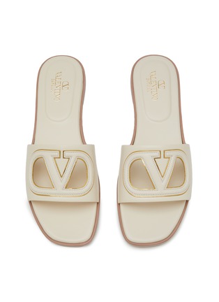Detail View - Click To Enlarge - VALENTINO GARAVANI - VLogo Cut-out Calfskin Slide Sandals
