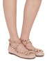 Figure View - Click To Enlarge - VALENTINO GARAVANI - Rockstud Ballerina Leather Flats
