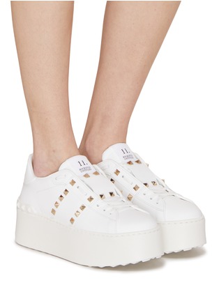 Figure View - Click To Enlarge - VALENTINO GARAVANI - Rockstud Low Top Lace Up Sneakers
