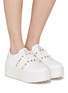Figure View - Click To Enlarge - VALENTINO GARAVANI - Rockstud Low Top Lace Up Sneakers
