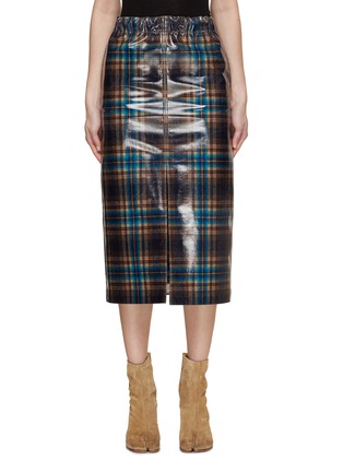 Main View - Click To Enlarge - MAISON MARGIELA - x Pendleton Lacquered Chequred Skirt