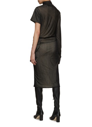 Back View - Click To Enlarge - MAISON MARGIELA - Asymmetrical Double Layer Ruched Mesh Dress