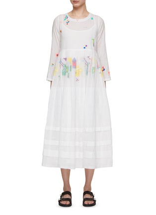 Main View - Click To Enlarge - INJIRI - Bird Pattern Cotton Slip Dress