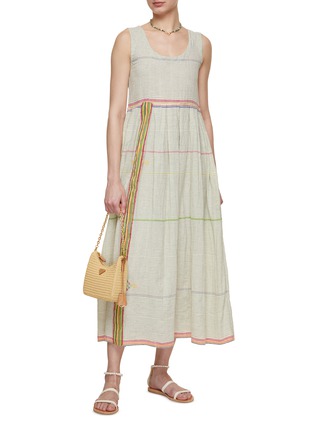 Figure View - Click To Enlarge - INJIRI - Rainbow Stripe Cotton Dress