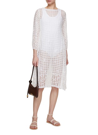 Figure View - Click To Enlarge - INJIRI - Chequered Cotton Silk Dress