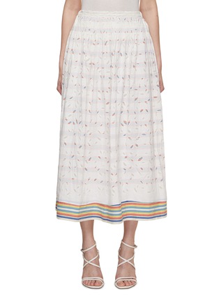 Main View - Click To Enlarge - INJIRI - Rainbow Striped Hem Cotton Skirt
