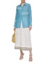 Figure View - Click To Enlarge - INJIRI - Rainbow Striped Hem Cotton Skirt