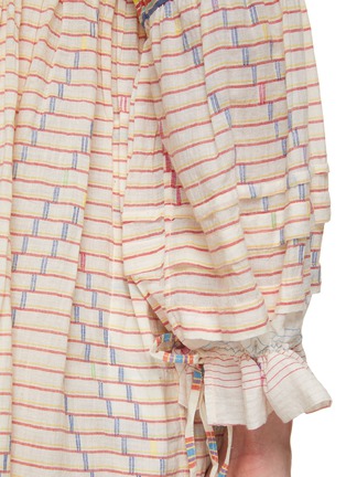  - INJIRI - Ruffle Trim Striped Cotton Dress
