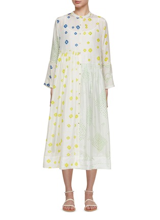 Main View - Click To Enlarge - INJIRI - Square Box Pattern Silk Dress