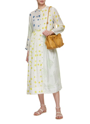 Figure View - Click To Enlarge - INJIRI - Square Box Pattern Silk Dress