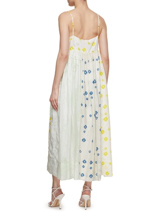 Back View - Click To Enlarge - INJIRI - Square Box Pattern Cotton Silk Slip Dress