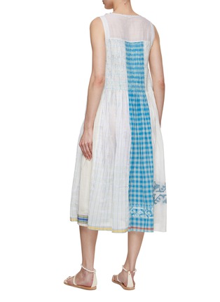 Back View - Click To Enlarge - INJIRI - Chequered Panel Cotton Silk Dress