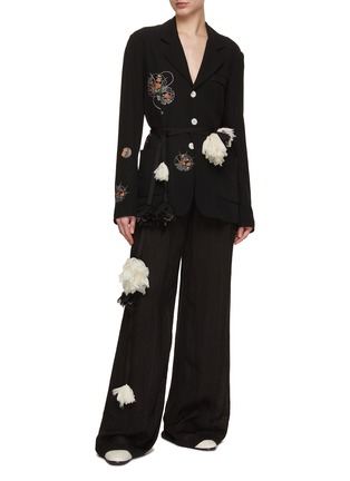 Figure View - Click To Enlarge - CONSIDERED OBJECTS - Kiku Embroidered Soft Tailored Kimono Blazer