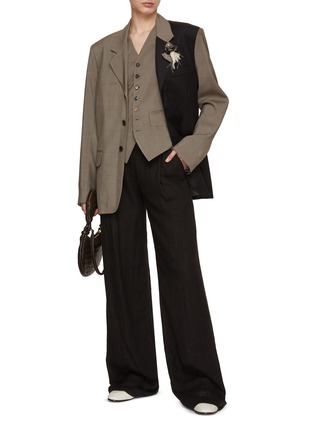 Figure View - Click To Enlarge - CONSIDERED OBJECTS - Two-Tone Reversible Waistcoat With Floral Appliqué