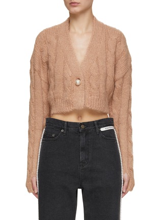 KIMHEKIM | Pearl Button Cropped Cotton Knit Cardigan | Women