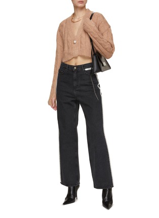 Figure View - Click To Enlarge - KIMHĒKIM - Pearl Button Cropped Cotton Knit Cardigan