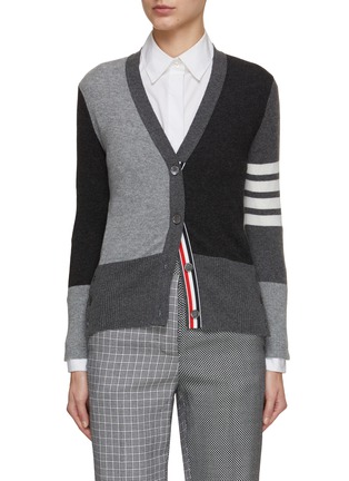 Main View - Click To Enlarge - THOM BROWNE  - FunMix 4 Bar Cashmere Cardigan
