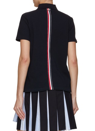 Back View - Click To Enlarge - THOM BROWNE - Logo Patch Cotton Polo Shirt