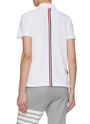 Back View - Click To Enlarge - THOM BROWNE  - Logo Patch Cotton Polo Shirt
