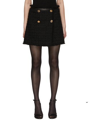 Main View - Click To Enlarge - VERSACE - Heritage Tweed Gold-Tone Button Mini Skirt