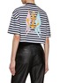 Back View - Click To Enlarge - VERSACE - Logo Embroidered Nautical Stripe Cropped T-Shirt