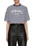 Main View - Click To Enlarge - VERSACE - Logo Embroidered Nautical Stripe Cropped T-Shirt