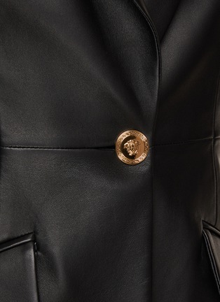  - VERSACE - Gold-Toned Button Leather Blazer