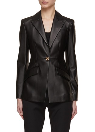 Main View - Click To Enlarge - VERSACE - Gold-Toned Button Leather Blazer