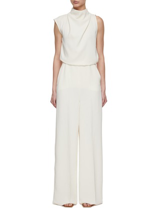 Main View - Click To Enlarge - MARELLA - Asymmetric Sleeve Satin Crepe Jumpsuit
