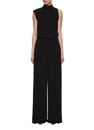 Main View - Click To Enlarge - MARELLA - Asymmetric Sleeve Satin Crepe Jumpsuit