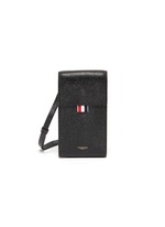 ショルダーバッグ THOM BROWNE Black leather phone holder (MAC113A00198 001) Pebble Grain Flap Crossbody Phone Holder | Thom Browne