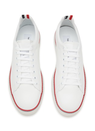 Detail View - Click To Enlarge - THOM BROWNE  - Leather Tennis Sneakers