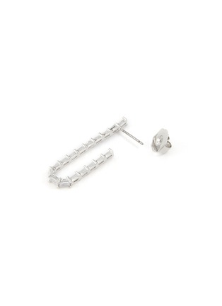 Detail View - Click To Enlarge - CZ BY KENNETH JAY LANE - Cubic Zirconia Rhodium Plated Brass Baguette CZ Hoops Stud Earrings