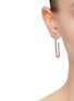 Figure View - Click To Enlarge - CZ BY KENNETH JAY LANE - Cubic Zirconia Rhodium Plated Brass Baguette CZ Hoops Stud Earrings