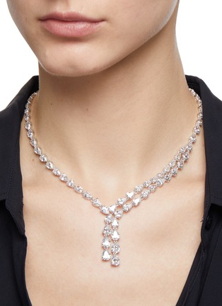 Figure View - Click To Enlarge - CZ BY KENNETH JAY LANE - Pear Cut Cubic Zirconia Y-Drop Necklace