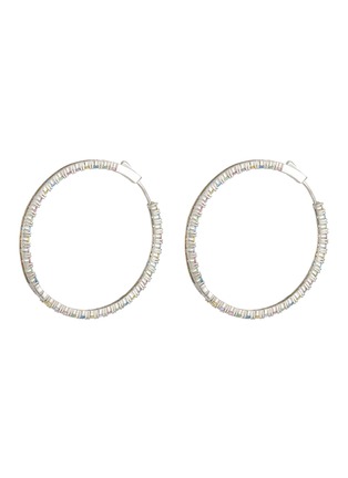 Main View - Click To Enlarge - CZ BY KENNETH JAY LANE - Cubic Zirconia Rhodium Plated Brass Hoop Earrings