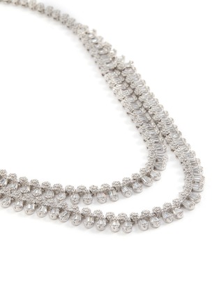 Detail View - Click To Enlarge - CZ BY KENNETH JAY LANE - Cubic Zirconia Rhodium Plated Brass Baguette Pear Necklace