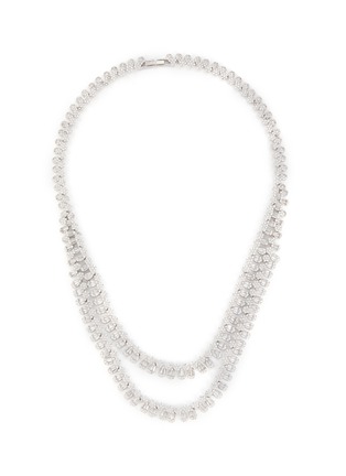 Main View - Click To Enlarge - CZ BY KENNETH JAY LANE - Cubic Zirconia Rhodium Plated Brass Baguette Pear Necklace