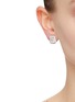 Figure View - Click To Enlarge - CZ BY KENNETH JAY LANE - Cubic Zirconia Rhodium Plated Brass Emerald Stud Earrings