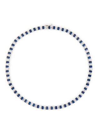 Main View - Click To Enlarge - CZ BY KENNETH JAY LANE - Cubic Zirconia Rhodium Plated Brass Sapphire CZ Tennis Necklace