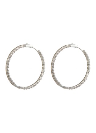 Main View - Click To Enlarge - CZ BY KENNETH JAY LANE - Cubic Zirconia Rhodium Plated Brass Round CZ Hoops Earrings
