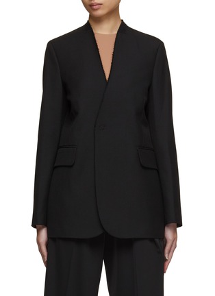 Main View - Click To Enlarge - MM6 MAISON MARGIELA - Lapelless Frayed Edge Blazer