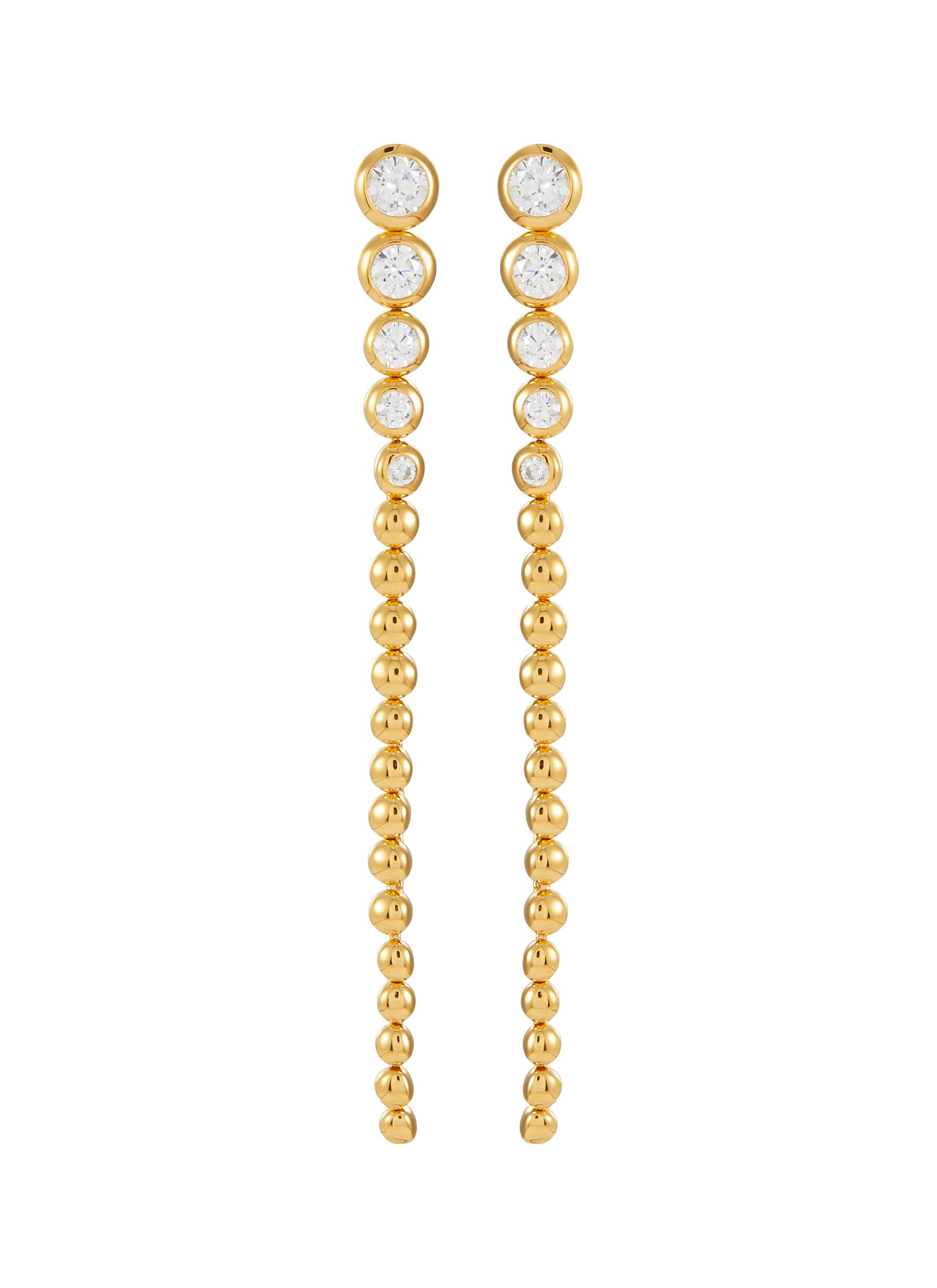 MISSOMA Articulated Beaded Stone Extra Long Drop Stud Earrings in 18ct Gold  Plated Vermeil/Cubic Zirconia | Endource