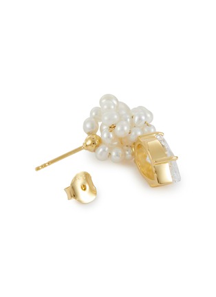 Detail View - Click To Enlarge - COMPLETEDWORKS - Freshwater Pearl Cubic Zirconia 14ct Gold Plated Vermeil Earrings
