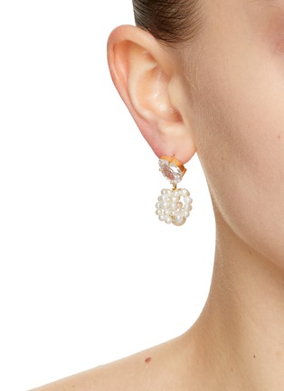 Front View - Click To Enlarge - COMPLETEDWORKS - Freshwater Pearl Cubic Zirconia 14ct Gold Plated Vermeil Earrings