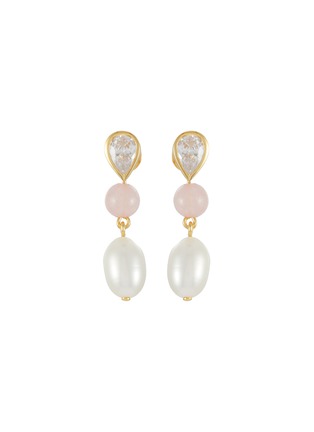 Main View - Click To Enlarge - COMPLETEDWORKS - Freshwater Pearl Cubic Zirconia 18ct Gold Plated Vermeil Earrings